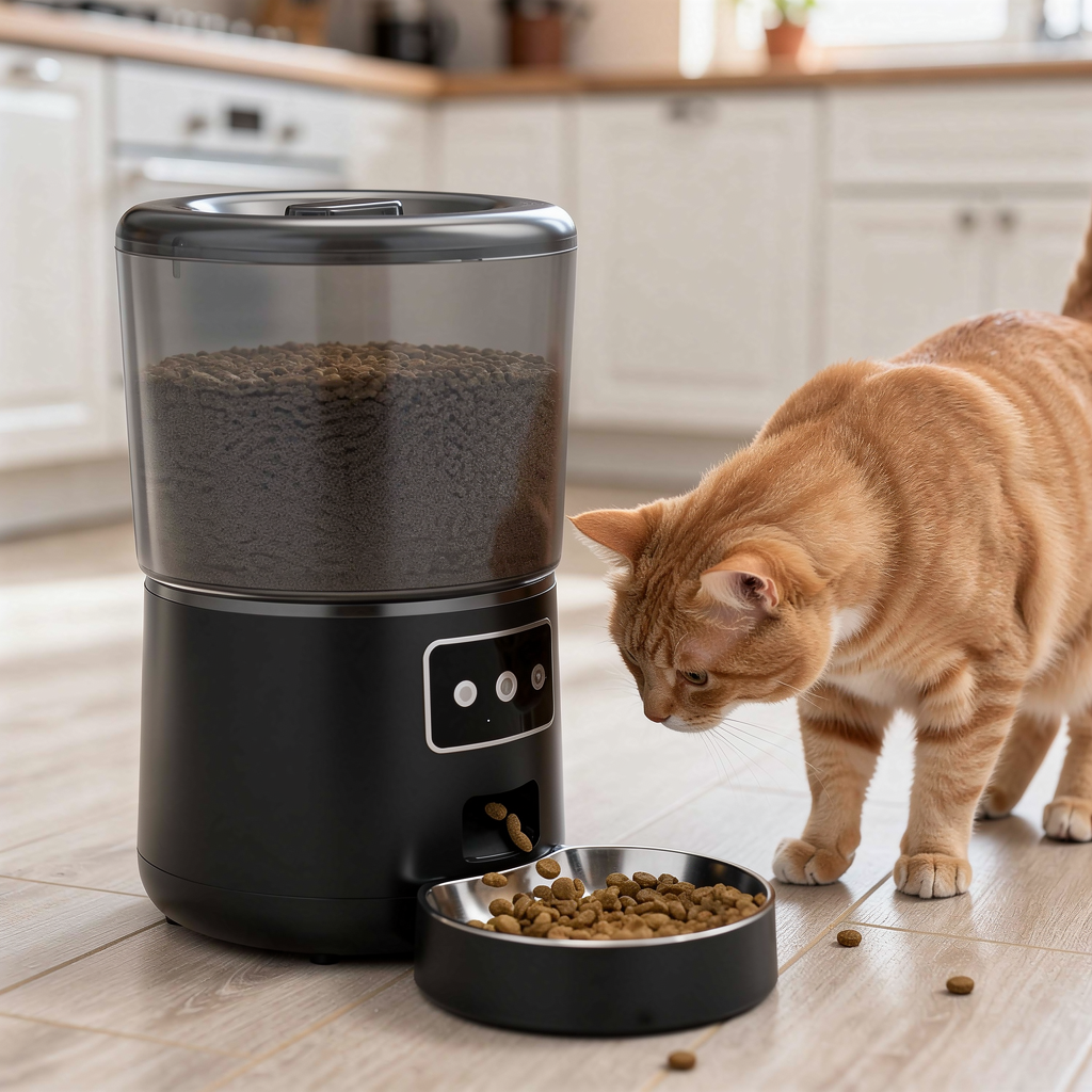Automatic smart pet feeder dispensing food